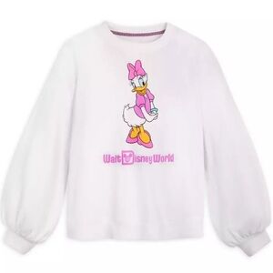 Disney White Sweatshirt with Pink Daisy Duck